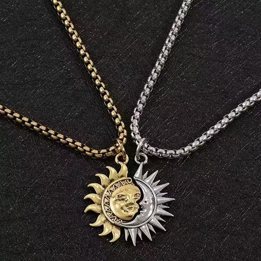 🌞🌙 Collar Pendant Set Sol y Luna Entrelazados – Símbolo de amor único para San Valentín