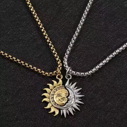 🌞🌙 Collar Pendant Set Sol y Luna Entrelazados – Símbolo de amor único para San Valentín