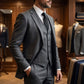 Conjunto de traje de tres piezas para hombre de corte ajustado
