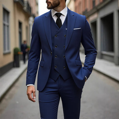 Conjunto de traje de tres piezas para hombre de corte ajustado