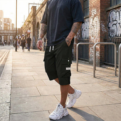 Pantalones Capri Cargo Casual para Hombre con Cintura de Cordó