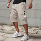 Pantalones Capri Cargo Casual para Hombre con Cintura de Cordó