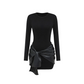 Vestido bodycon ajustado de manga larga y cintura atada para mujer