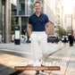 Pantalones casuales de pierna ancha plisados para hombre