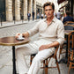 Pantalones casuales de pierna ancha plisados para hombre