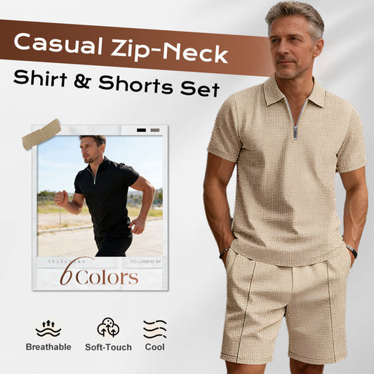 Conjunto de camisa con cuello alto y pantalones cortos para el verano