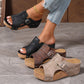 Sandalias de plataforma con cuña y punta abierta para mujer