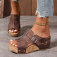 Sandalias de plataforma con cuña y punta abierta para mujer