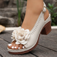 👡 ¡50% DE DESCUENTO AHORA! 🌸Sandalias de tacón cuadrado con flor 3D y punta abierta para mujer – Tacón cómodo, correa ajustable y estilo elegante 👠