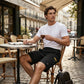 Pantalones cortos cargo informales para hombre con cintura ajustable con cordó
