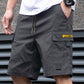 Pantalones cortos cargo informales para hombre con cintura ajustable con cordó