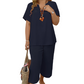 Conjunto casual de camiseta de manga corta y pantalones de pierna ancha para mujer