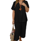Conjunto casual de camiseta de manga corta y pantalones de pierna ancha para mujer