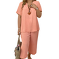 Conjunto casual de camiseta de manga corta y pantalones de pierna ancha para mujer