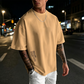 ✨ Camisa de manga corta de corte ancho para hombre – mezcla de algodón premium, estampado gráfico urbano y estilo🏙️ oversize casual