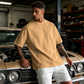 ✨ Camisa de manga corta de corte ancho para hombre – mezcla de algodón premium, estampado gráfico urbano y estilo🏙️ oversize casual