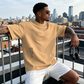 ✨ Camisa de manga corta de corte ancho para hombre – mezcla de algodón premium, estampado gráfico urbano y estilo🏙️ oversize casual
