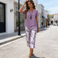 💙Conjunto informal de túnica en capas de escote redondo y pantalones de pierna ancha