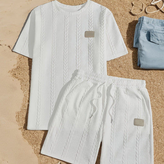 🤍¡Nueva llegada 50% OFF!🩳Conjunto de dos piezas casual de color sólido para hombre