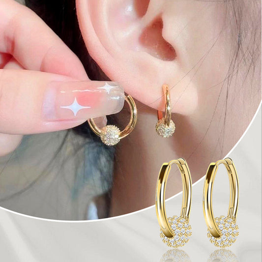 🌟 ¡OFERTA EN VENTA 50% DE DESCUENTO! 💫 Pendientes Dorados de Círculo con Bola Pequeña – Hipoalergénicos, Ligeros, Brillantes y Perfectos para el Día a Día ✨