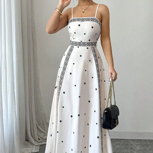 Vestido Elegante con Tirantes Finos y Estampado para Mujer