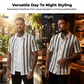 Camisa de Punto Geométrica Retro de Manga Corta para Hombre