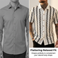 Camisa de Punto Geométrica Retro de Manga Corta para Hombre