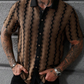Camisa de Punto Geométrica Retro de Manga Corta para Hombre