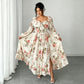 👗 Vestido Maxi de Manga Larga con Escote Cuadrado y Estampado Floral