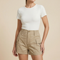 Pantalones cortos cargo de cintura alta para mujer con bolsillo