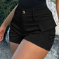 Pantalones cortos cargo de cintura alta para mujer con bolsillo