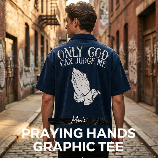 🙏 ¡OFERTA POR TIEMPO LIMITADO 50% DE DESCUENTO! 👕 Camiseta de Hombre 'Manos en Oración' – 100% Algodón, Estampado Simbólico ✨
