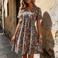 Vestido de Verano con Estampado Floral, Cuello en V y Manga Corta para Mujer