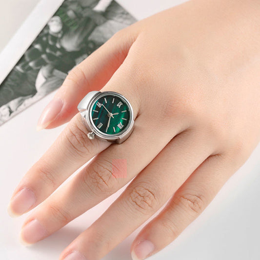 💍 ¡50% DE DESCUENTO AHORA! ⌚ Reloj Anillo de Dedo de Cuarzo Redondo Creativo – Elegante, Ajustable y Compacto – Accesorio único para uso diario o fiestas ✨