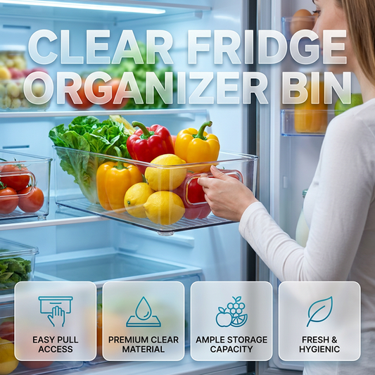Caja Organizadora Apilable Transparente para Refrigerador con Asas
