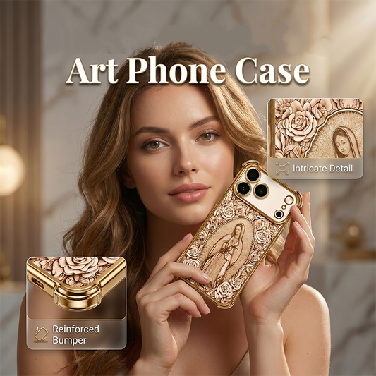 📱 ¡50% DE DESCUENTO POR TIEMPO LIMITADO! ✨ Funda Artística Dorada para Teléfono – Relieve Floral Intrincado, Protectora 🌿