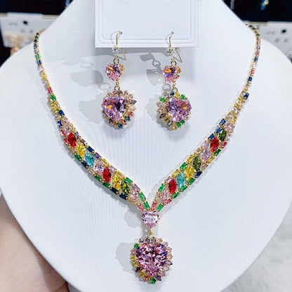 📢📢50% DE DESCUENTO!! ⏰Conjunto de Collar y Aretes con Corazón Brillante