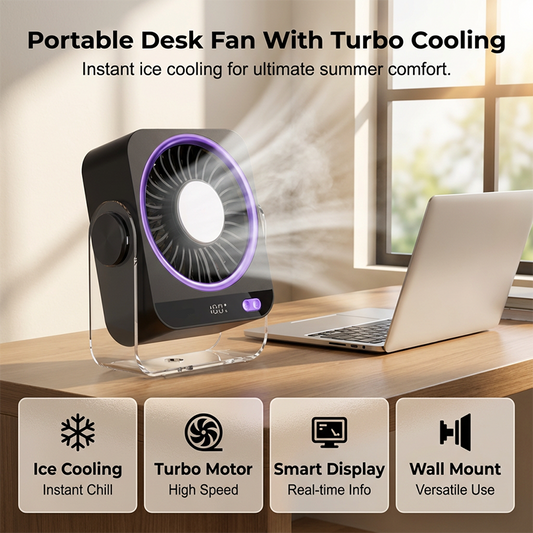 Ventilador Portátil de Escritorio y Pared con Pantalla LED