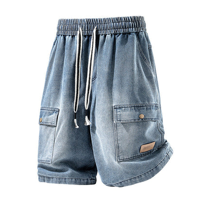 👖 ¡50% DE DESCUENTO AHORA! 🏙️ Shorts Cargo de Denim Sueltos para Hombre – Estilo High Street y Ajuste Regulable 🛹