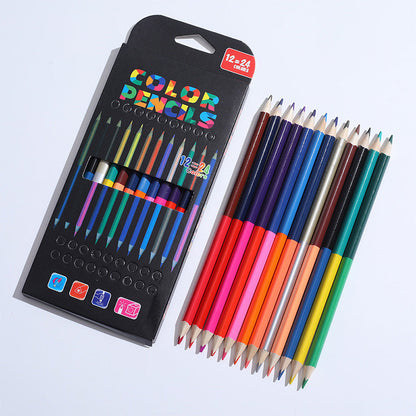 Set de 12 Lápices de Colores Bicolor de Doble Punta – 24 Colores