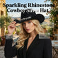 🤠 ¡OFERTA LIMITADA 50% OFF! 💥 Sombrero Vaquero con Corazones de Strass para Mujer – Elegante Fedora Estilo Jazz Francés ✨