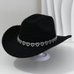 🤠 ¡OFERTA LIMITADA 50% OFF! 💥 Sombrero Vaquero con Corazones de Strass para Mujer – Elegante Fedora Estilo Jazz Francés ✨
