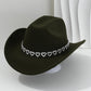 🤠 ¡OFERTA LIMITADA 50% OFF! 💥 Sombrero Vaquero con Corazones de Strass para Mujer – Elegante Fedora Estilo Jazz Francés ✨