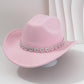 🤠 ¡OFERTA LIMITADA 50% OFF! 💥 Sombrero Vaquero con Corazones de Strass para Mujer – Elegante Fedora Estilo Jazz Francés ✨