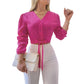 Top Elegante con Cuello en V y Cintura Anudada para Mujer