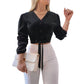 Top Elegante con Cuello en V y Cintura Anudada para Mujer