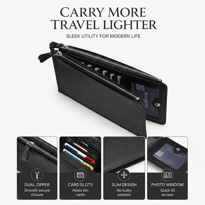 👝 ¡OFERTA LIMITADA 50% OFF! 💥 Billetera Larga y Delgada para Hombre – Perfil Fino, Múltiples Ranuras para Tarjetas, Acabado Premium ✨