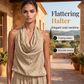 📢 LIMITED TIME 50% OFF! 👗 Chic Draped Halter Neck Jumpsuit – Breathable Wide-Leg Silhouette & Elegant Day-to-Night Style ✨