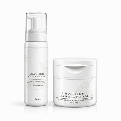 👜 LIMITED-TIME 50% OFF! ✨ Professional Leather Cleaner & Nourishing Care Cream Set – 2-Step Spa Treatment for Bags, Shoes & Car Seats